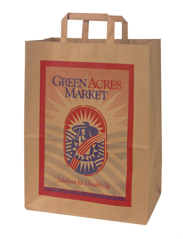 Custom Flat Handle Paper Shopper Bags - Tribute Packaging Inc.